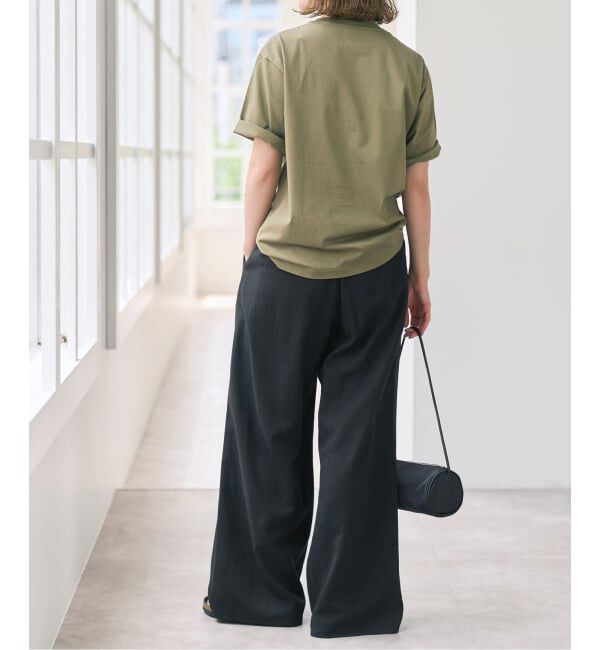 Spick and Span「ハイブリッドラミー1タックワイドパンツ」|スラックス|