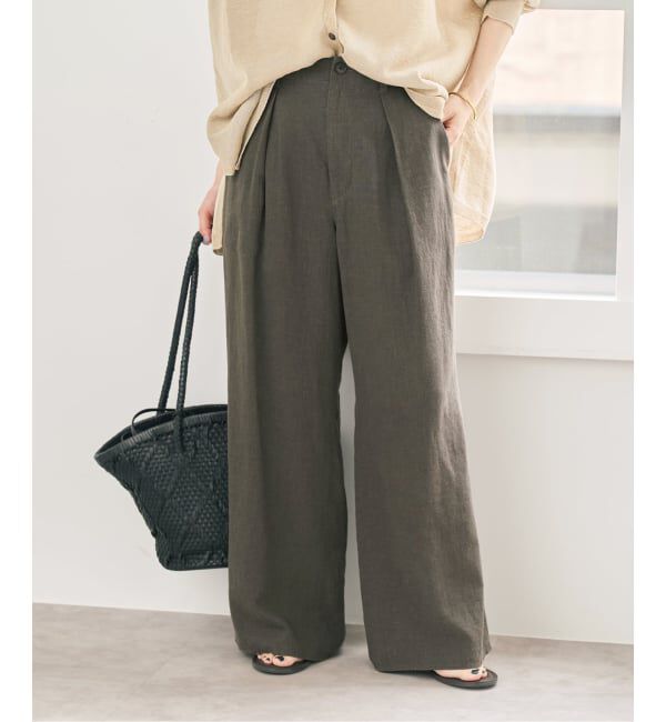 Spick and Span「ハイブリッドラミー1タックワイドパンツ」|スラックス|