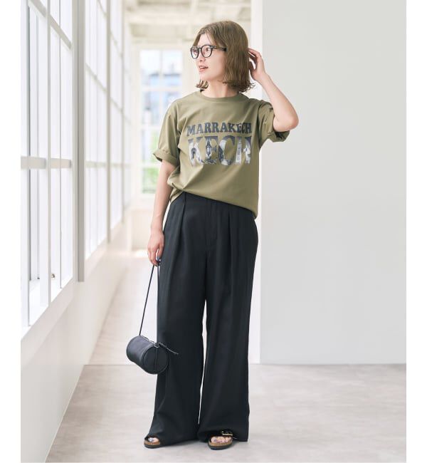 Spick and Span「ハイブリッドラミー1タックワイドパンツ」|スラックス|