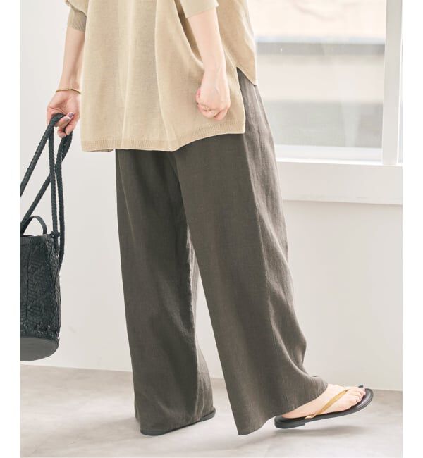 Spick and Span「ハイブリッドラミー1タックワイドパンツ」|スラックス|