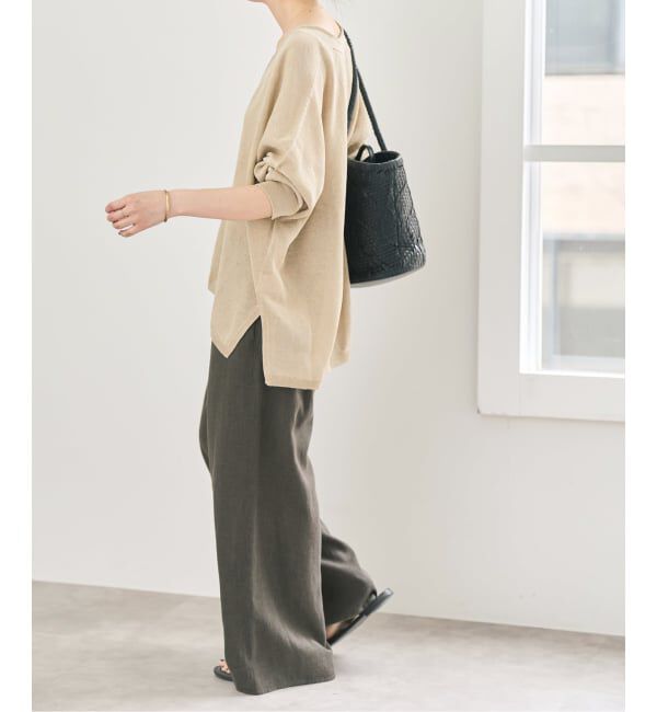 Spick and Span「ハイブリッドラミー1タックワイドパンツ」|スラックス|