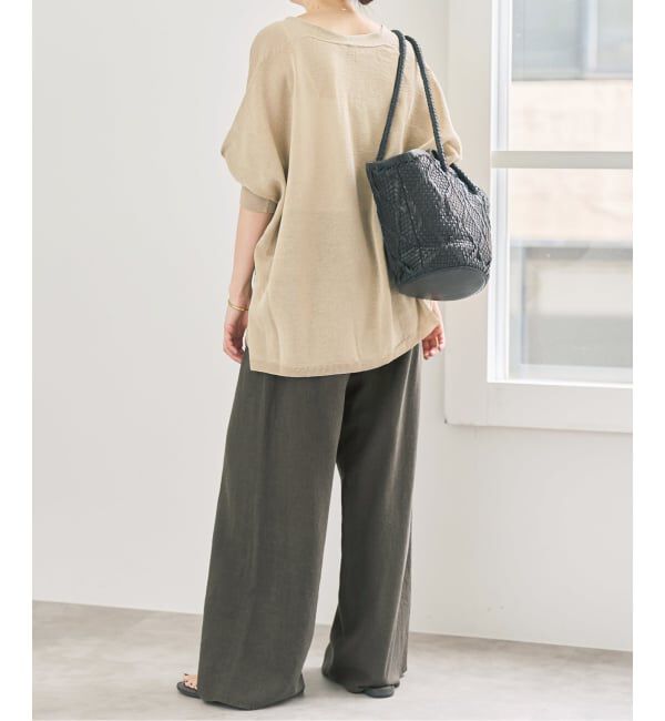 Spick and Span「ハイブリッドラミー1タックワイドパンツ」|スラックス|