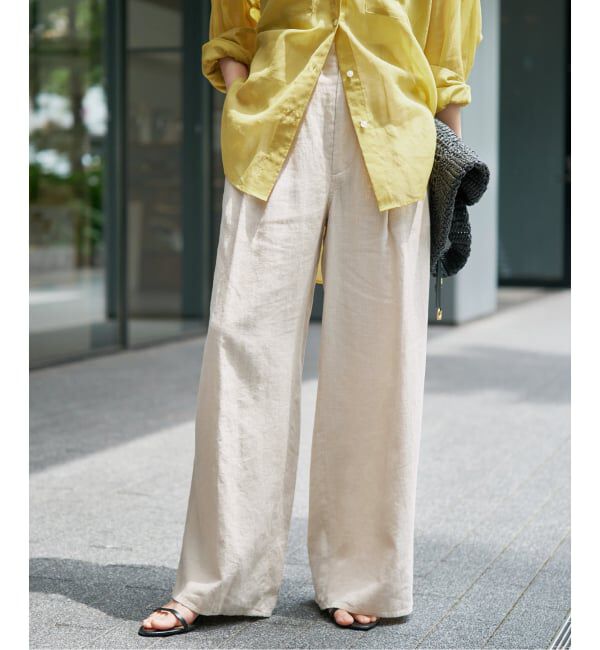 Spick and Span「ハイブリッドラミー1タックワイドパンツ」|スラックス|