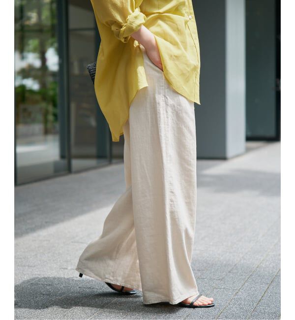 Spick and Span「ハイブリッドラミー1タックワイドパンツ」|スラックス|