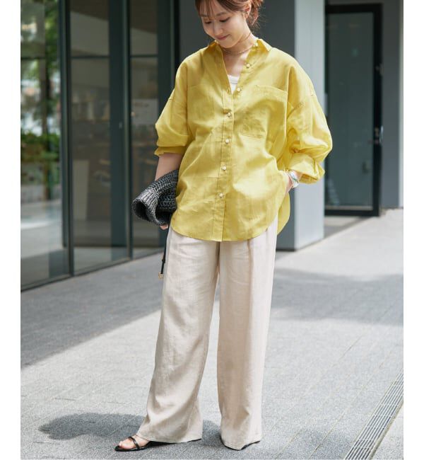 Spick and Span「ハイブリッドラミー1タックワイドパンツ」|スラックス|