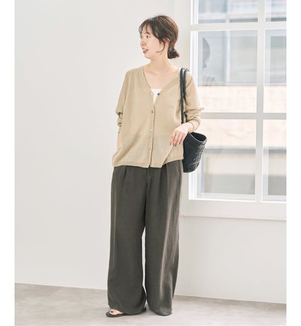Spick and Span「ハイブリッドラミー1タックワイドパンツ」|スラックス|