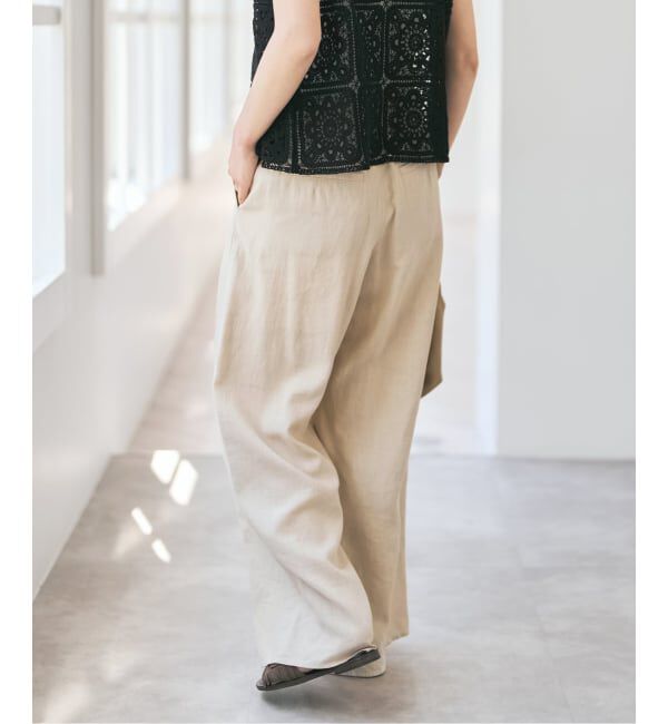 Spick and Span「ハイブリッドラミー1タックワイドパンツ」|スラックス|