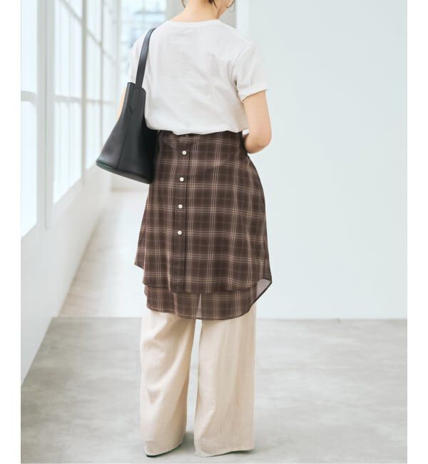 Spick and Span「ハイブリッドラミー1タックワイドパンツ」|スラックス|