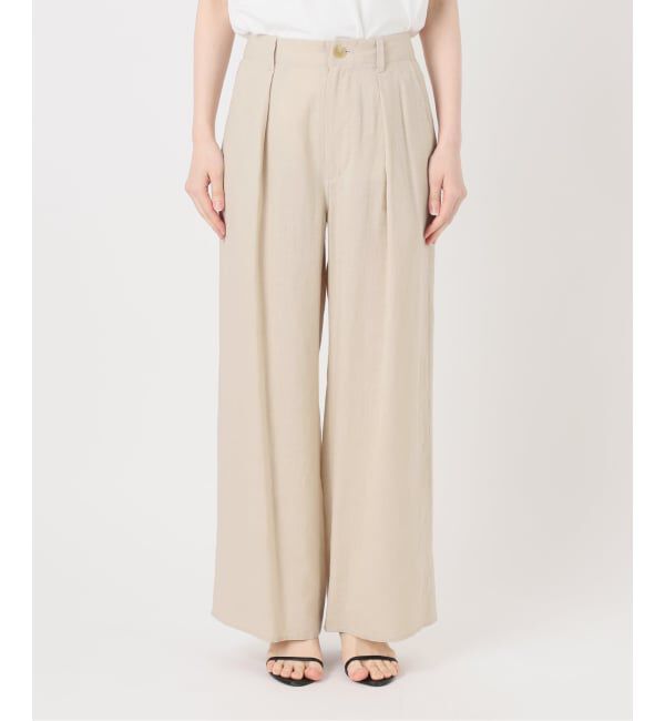Spick and Span「ハイブリッドラミー1タックワイドパンツ」|スラックス|