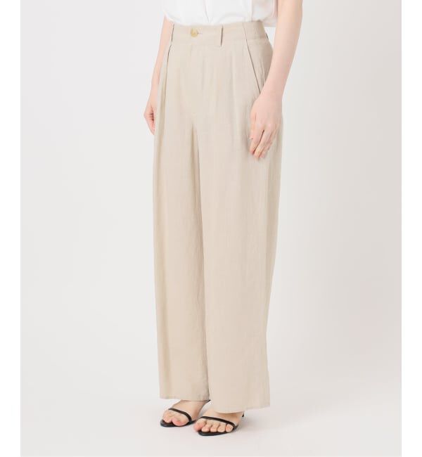 Spick and Span「ハイブリッドラミー1タックワイドパンツ」|スラックス|