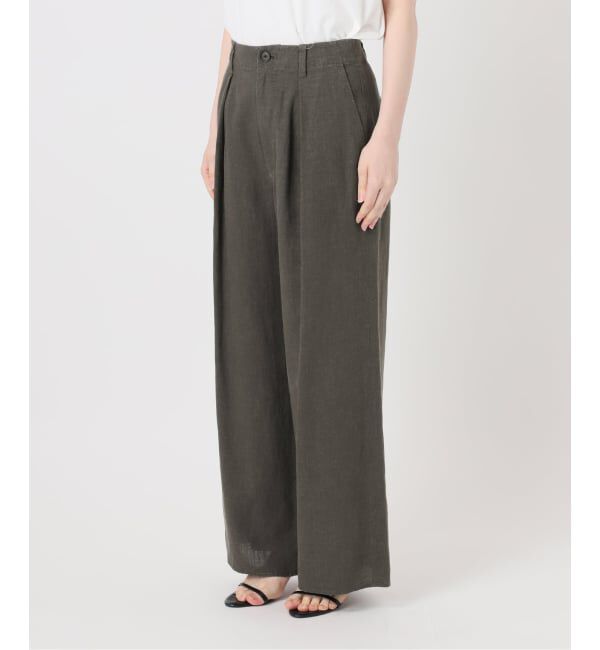 Spick and Span「ハイブリッドラミー1タックワイドパンツ」|スラックス|