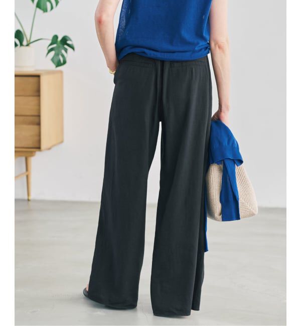 Spick and Span「ハイブリッドラミー1タックワイドパンツ」|スラックス|