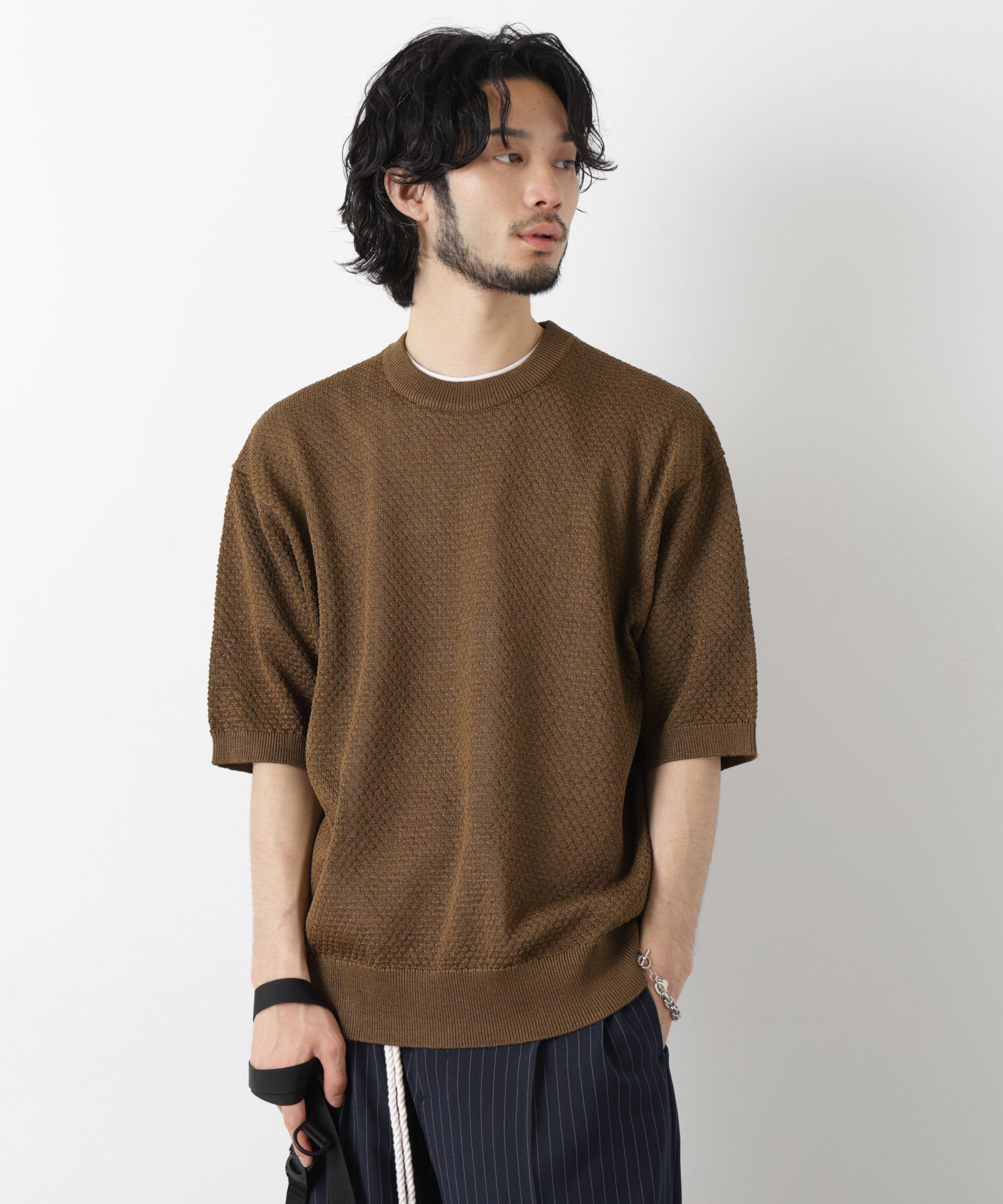 NANO universe「ギマクルーネック ニットTシャツ」|ニット・セーター|