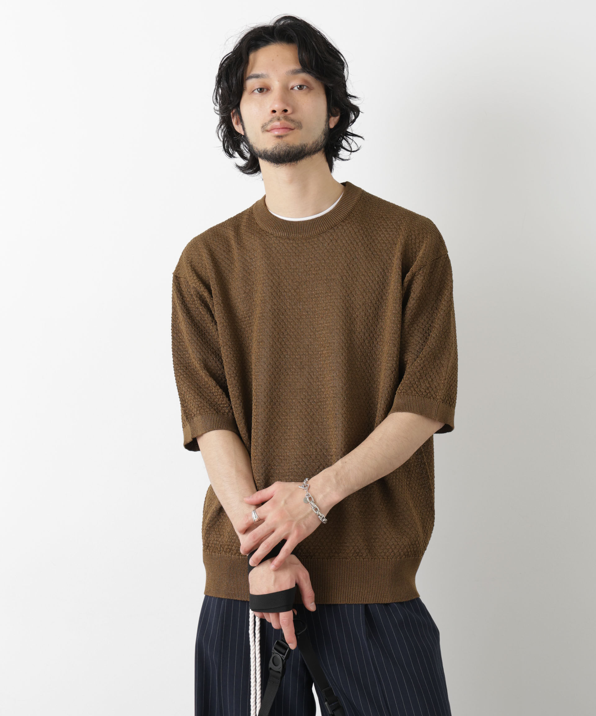 NANO universe「ギマクルーネック ニットTシャツ」|ニット・セーター|