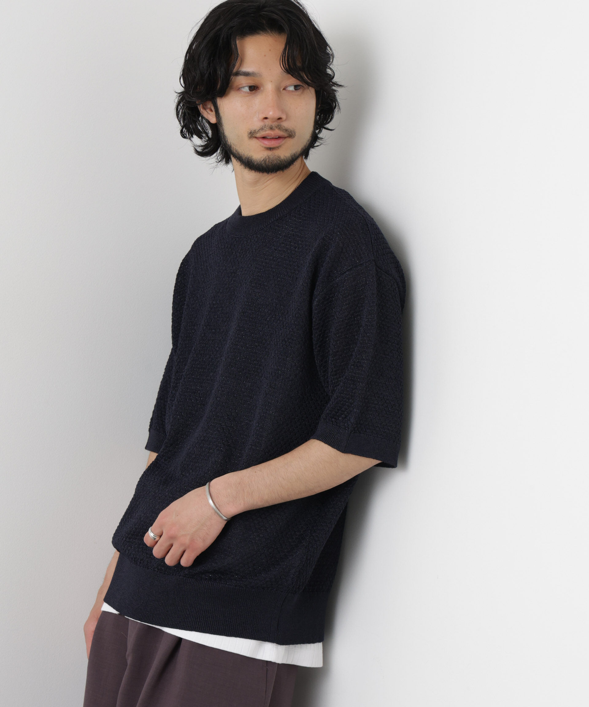 NANO universe「ギマクルーネック ニットTシャツ」|ニット・セーター|