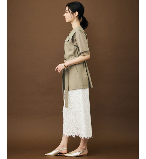 自由区「【SHIHOさん着用・セットアップ対応】リネンストレッチ ジレ」|ベスト・ジレ|