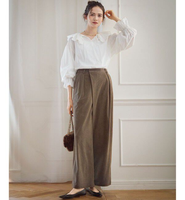 23区「【SLOW/一部店舗限定】テンセルコットンジョーゼット フリル ブラウス」|シャツ・ブラウス|