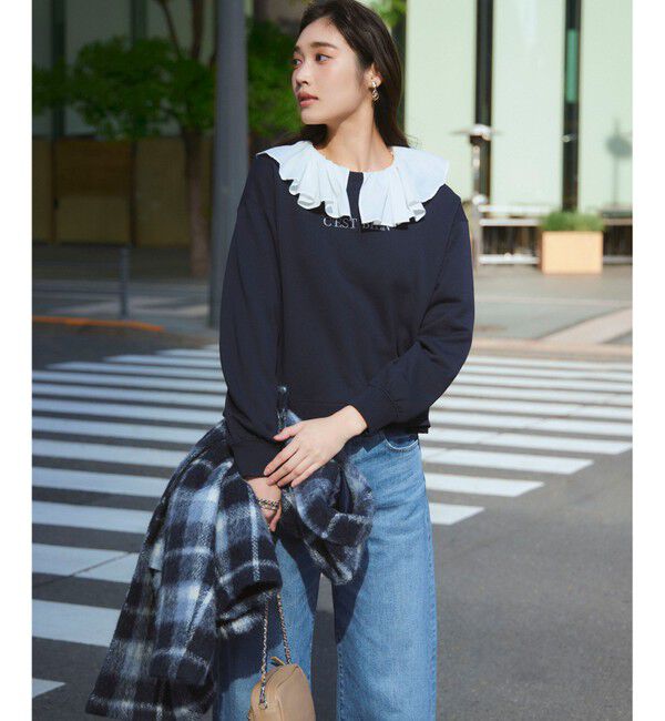 23区「【SLOW/一部店舗限定】テンセルコットンジョーゼット フリル ブラウス」|シャツ・ブラウス|