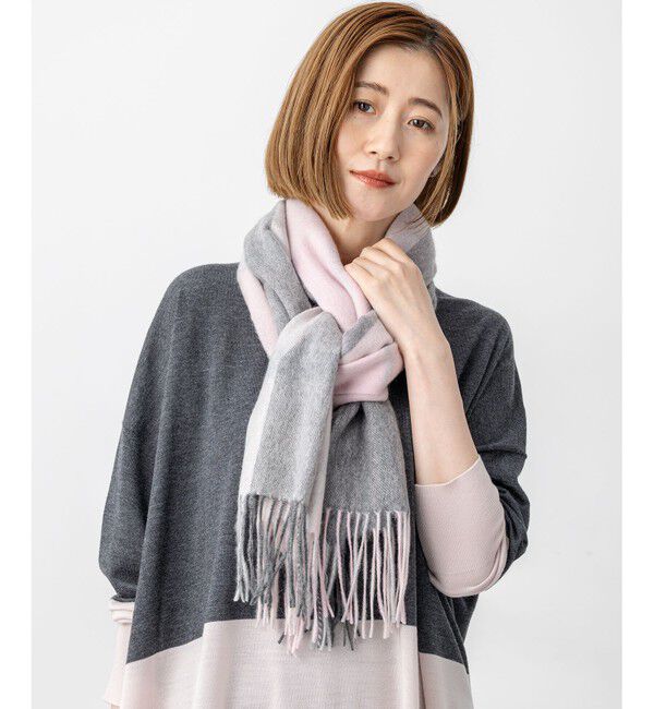 23区「【VERY掲載】カシミヤ チェック ストール」|ストール|ピンク系