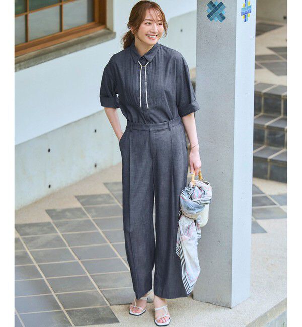 23区「デニムライクキュプラミックス ブザムデザイン ブラウス」|シャツ・ブラウス|