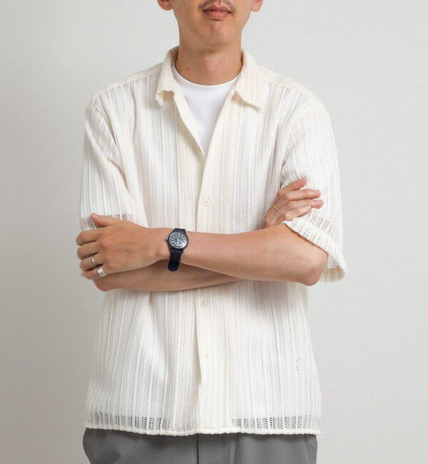 NOLLEY'S goodman「レースワンナップカラー 半袖ニットシャツ 26SS」|ニット・セーター|