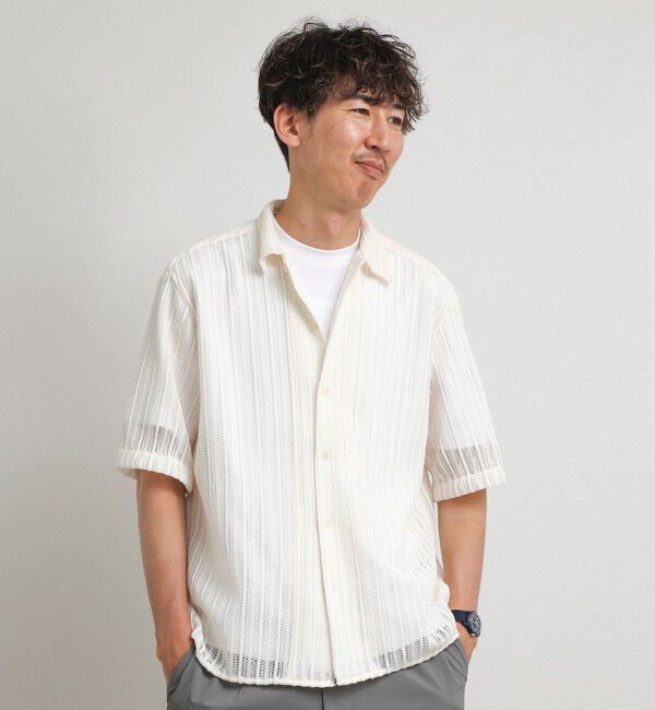 NOLLEY'S goodman「レースワンナップカラー 半袖ニットシャツ 26SS」|ニット・セーター|