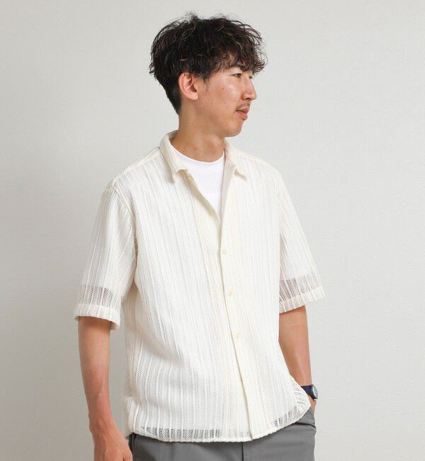 NOLLEY'S goodman「レースワンナップカラー 半袖ニットシャツ 26SS」|ニット・セーター|