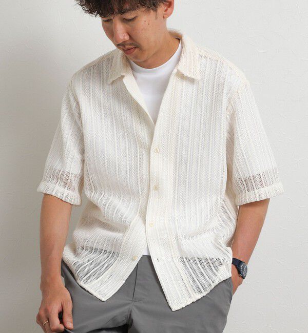 NOLLEY'S goodman「レースワンナップカラー 半袖ニットシャツ 26SS」|ニット・セーター|