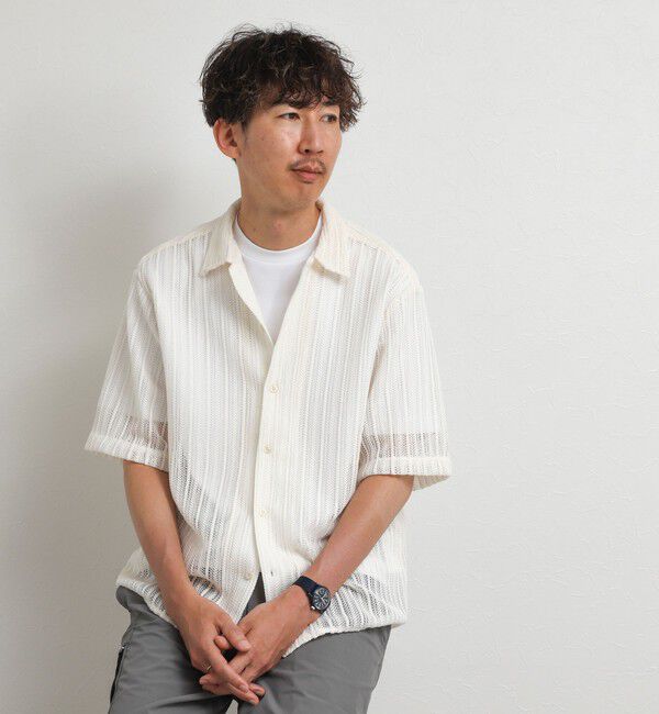 NOLLEY'S goodman「レースワンナップカラー 半袖ニットシャツ 26SS」|ニット・セーター|