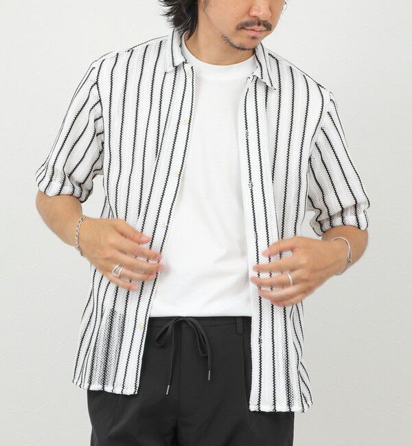 NOLLEY'S goodman「レースワンナップカラー 半袖ニットシャツ 26SS」|ニット・セーター|