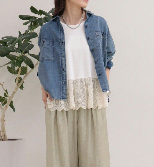 fredy emue「シアーデニムクロップドシャツ」|シャツ・ブラウス|