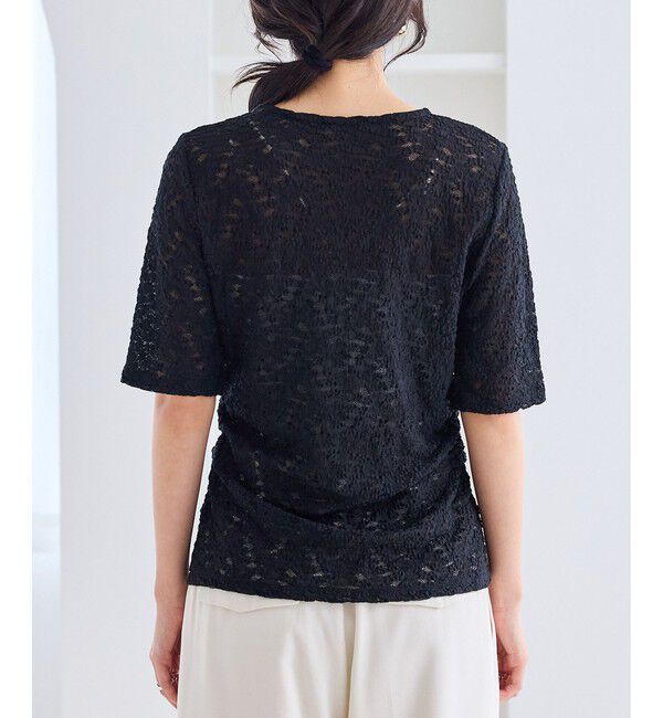 VIS「レース半袖フロントギャザートップス」|Tシャツ・カットソー|