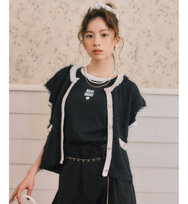 VIS「【MARY QUANT&times;VIS】コンパクトTシャツ」|Tシャツ・カットソー|ブラック(01)