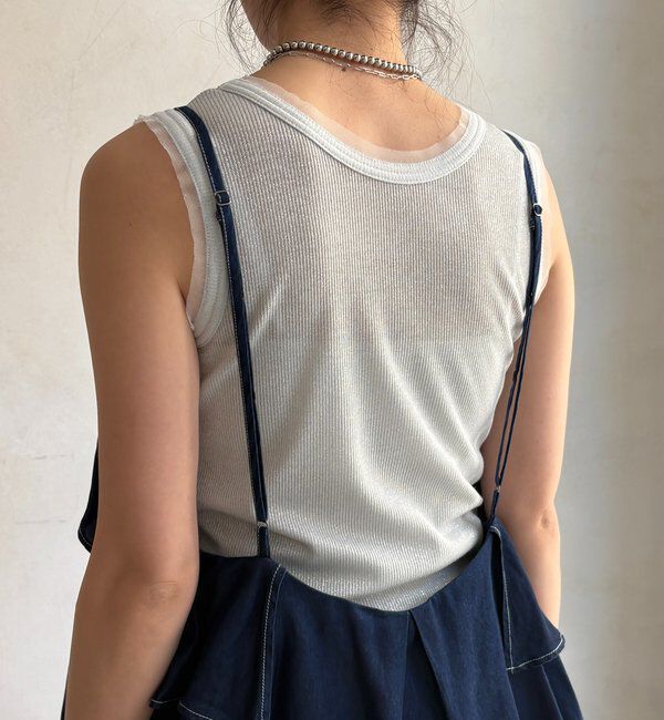  「【WEB限定】 デニムフリルサロペット」|ワンピース|