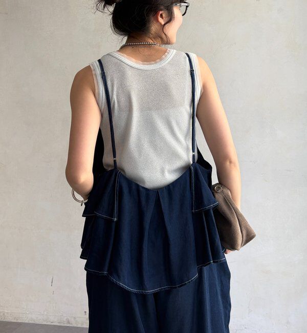  「【WEB限定】 デニムフリルサロペット」|ワンピース|
