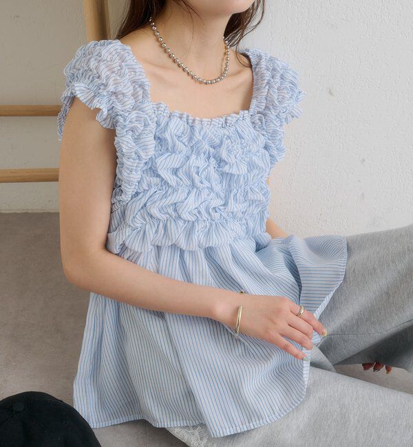  「ふわふわシャーリングチュニック」|シャツ・ブラウス|