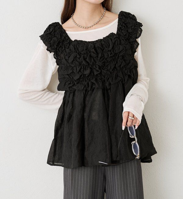  「ふわふわシャーリングチュニック」|シャツ・ブラウス|