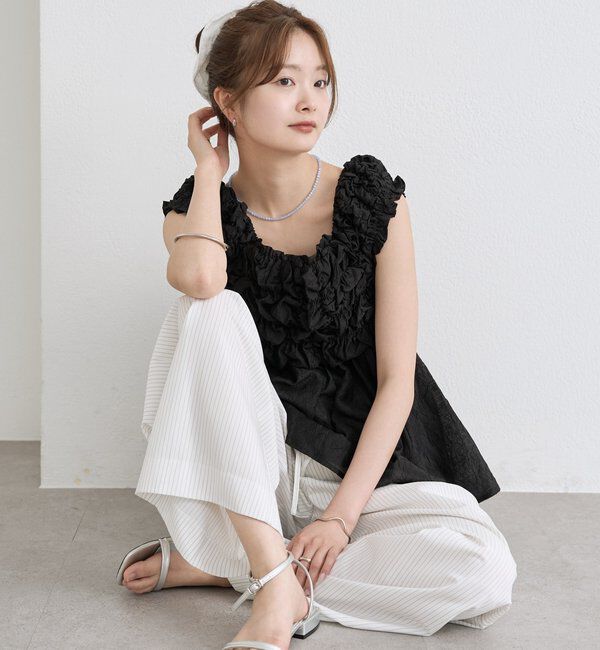  「ふわふわシャーリングチュニック」|シャツ・ブラウス|