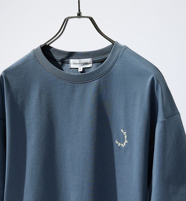 ABAHOUSE「サークルロゴ ワンポイント 刺繍Tシャツ」|Tシャツ・カットソー|ブルーグレー