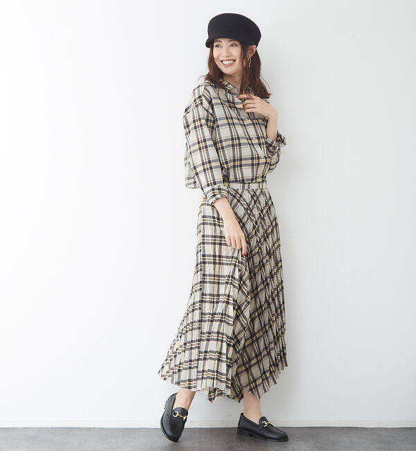 Rouge vif「ランダムヘムプリーツチェックスカート」|スカート|