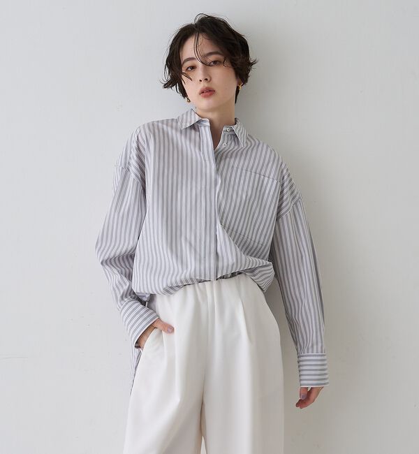 Rouge vif「コットンマルチストライプ ビッグシャツ」|シャツ・ブラウス|