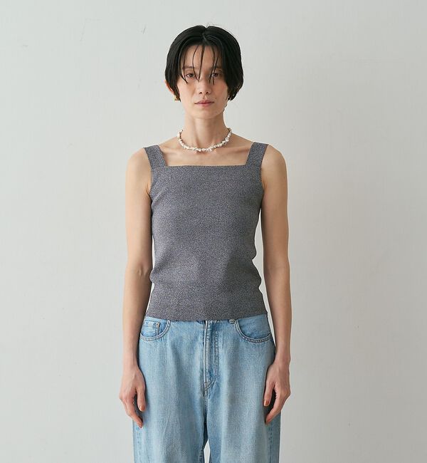 qualite「【接触冷感・セットアップ対応】レーヨンストレッチニットノースリーブ」|キャミソール|