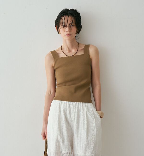 qualite「【接触冷感・セットアップ対応】レーヨンストレッチニットノースリーブ」|キャミソール|