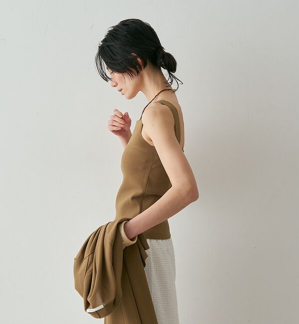 qualite「【接触冷感・セットアップ対応】レーヨンストレッチニットノースリーブ」|キャミソール|