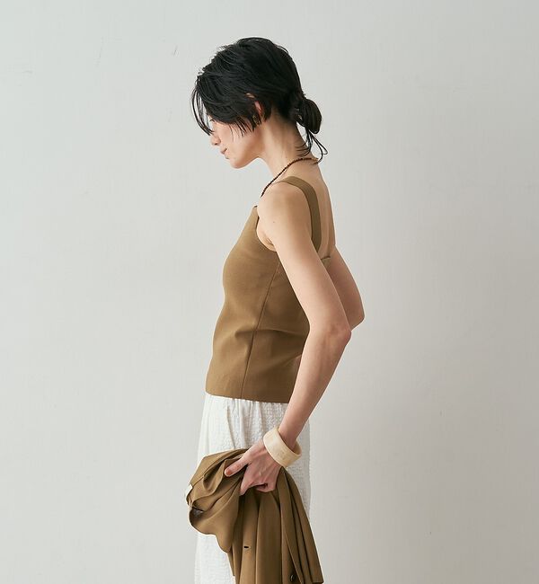qualite「【接触冷感・セットアップ対応】レーヨンストレッチニットノースリーブ」|キャミソール|