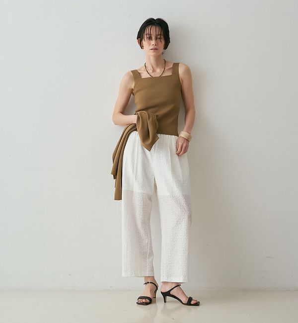 qualite「【接触冷感・セットアップ対応】レーヨンストレッチニットノースリーブ」|キャミソール|