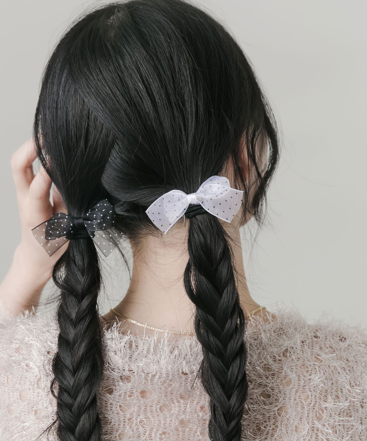 SMELLY「ドットシアーリボン2セットヘアポニー」|ヘアゴム・シュシュ|