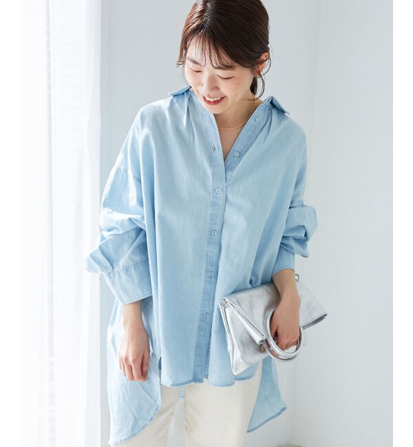 le.coeur blanc「《WEB限定アイテム》バックデザインオーバーデニムシャツ」|シャツ・ブラウス|