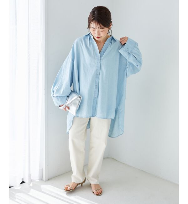 le.coeur blanc「《WEB限定アイテム》バックデザインオーバーデニムシャツ」|シャツ・ブラウス|