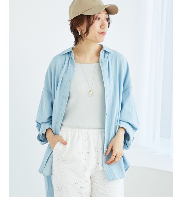 le.coeur blanc「《WEB限定アイテム》バックデザインオーバーデニムシャツ」|シャツ・ブラウス|